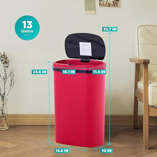PayLessHere 13 Gallon Trash Can Kitchen Trash Can Automatic Garbage Can with Lid Touch Free High-Capacity Motion Sensor for Home Kitchens Bedroom Bathroom Office Kitchen Waste Bin Wateproof Trash Bin