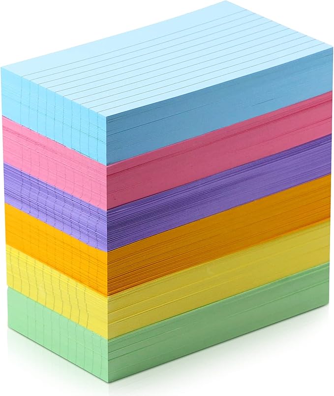 Bignc 600 Sheets Index Cards Colored, 3 X 5 Inch Ruled Color Note Cards for School, Home & Office, Multi Colors Flashcards, Colorful Notecards,Pink Index Card Ruled, Purple Lined Flash Cards