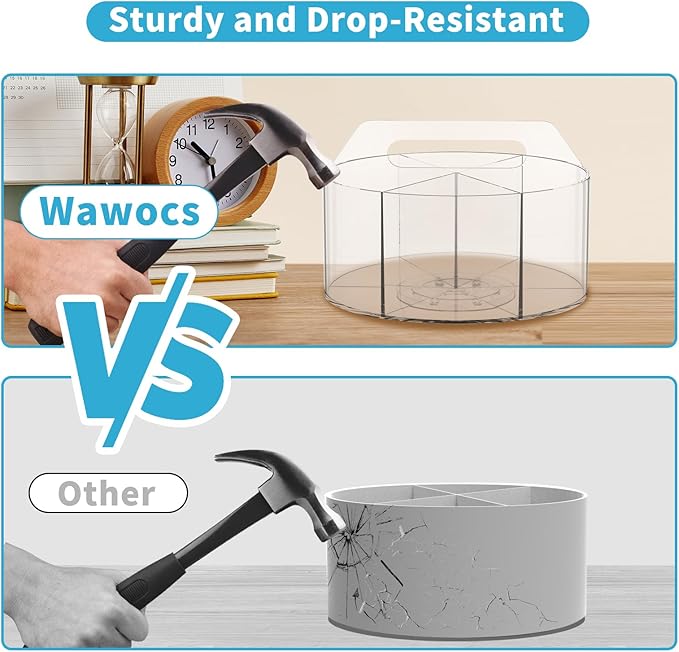 Rotating Art Supply Organizer 2 Pcs, Clear Marker Organizer Pen Holder for Desk, Colored Pencil Organizer Desktop Organizer for Kids, Acrylic Lazy Susan Organizer