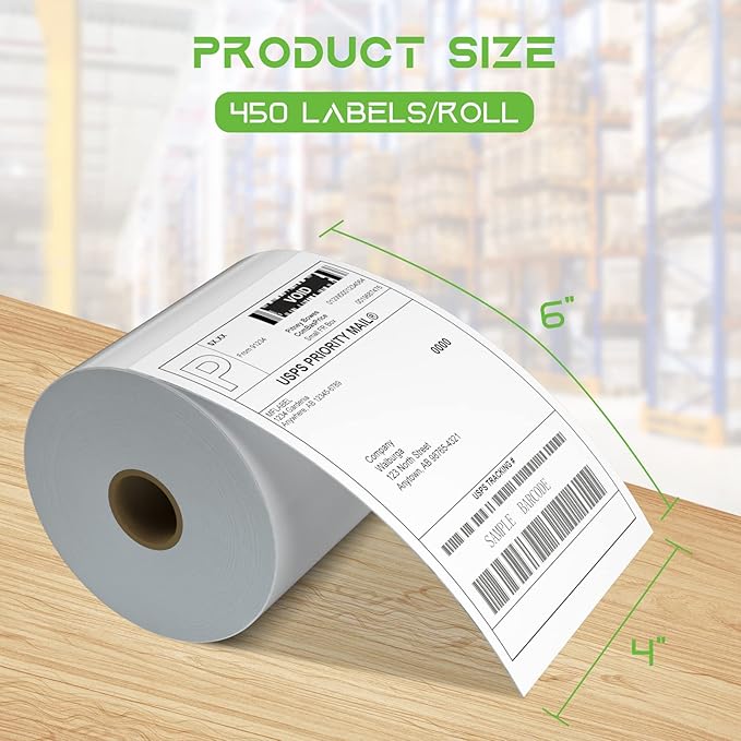 MFLABEL® 40 Rolls of 450 Labels 4x6 Direct Thermal Shipping Labels for Zebra 2844 ZP-450 ZP-500 ZP-505