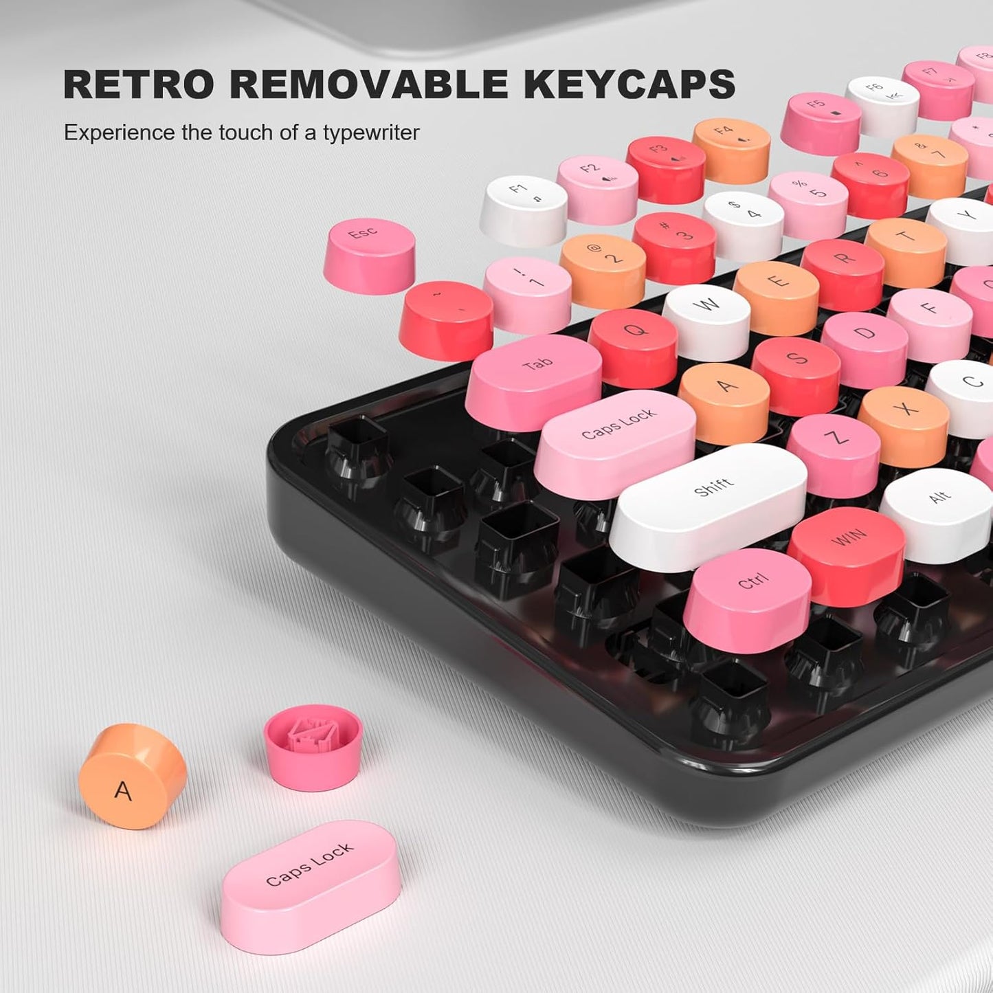 MOFII Computer Keyboards Wired, Plug Play USB Full Size Typewriter Keyboard, Cute Colorful Aesthetic Keyboard with Foldable Stands for Windows PC Laptop (Black Colorful)