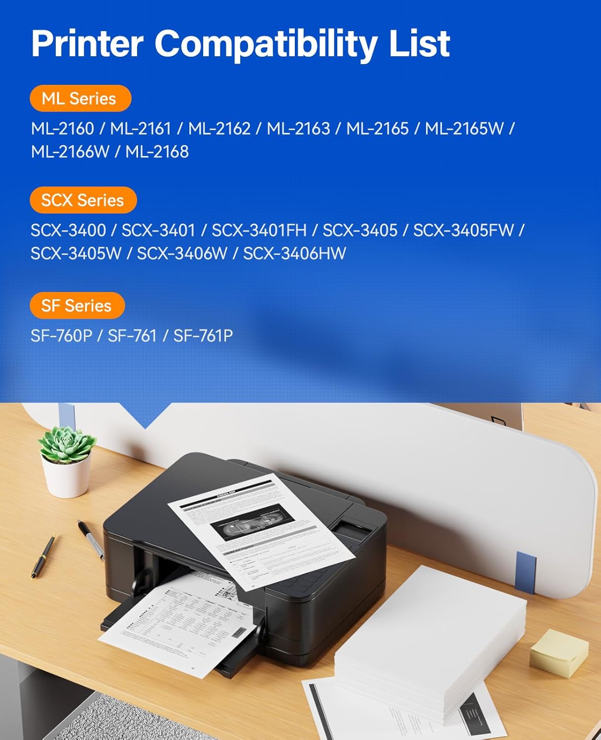 MLT-D101S Toner Cartridge Black 2-Pack High-Yield Replacement for Samsung MLT-D101S D101S Compatible with Samsung ML-2160 ML-2161 ML-2166W ML-2168 SCX-3400 SCX-3405FW SCX-3406W SF-760P Laser Printers