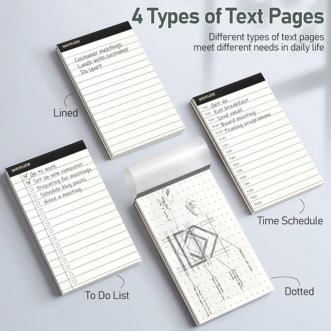 WEMATE 10 Pieces Notepad Holder Set Pocket Notebook - Included Mini Pocket Notepad Holder Set with 8 Memo Book Refills and Metal Pen for Meetings, Daily Records, and Notes 3 x 5 Inch (Brown)