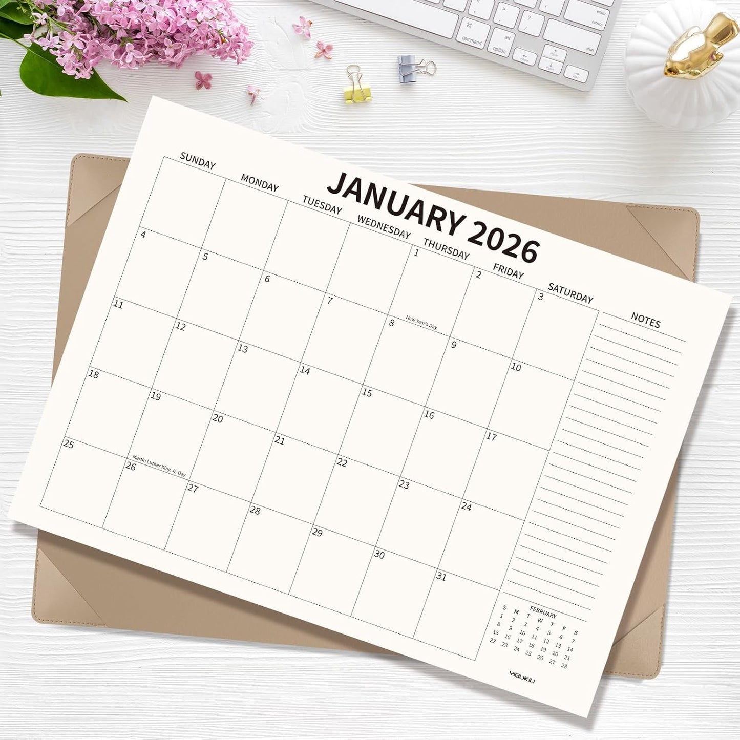 Desk Calendar 2025-2026 Large 22x17, July 2025-December 2026, 18 Months Big Desk Pad Calendar with Desktop Mat and Plastic Cover for Home Office School Planning, Apricot