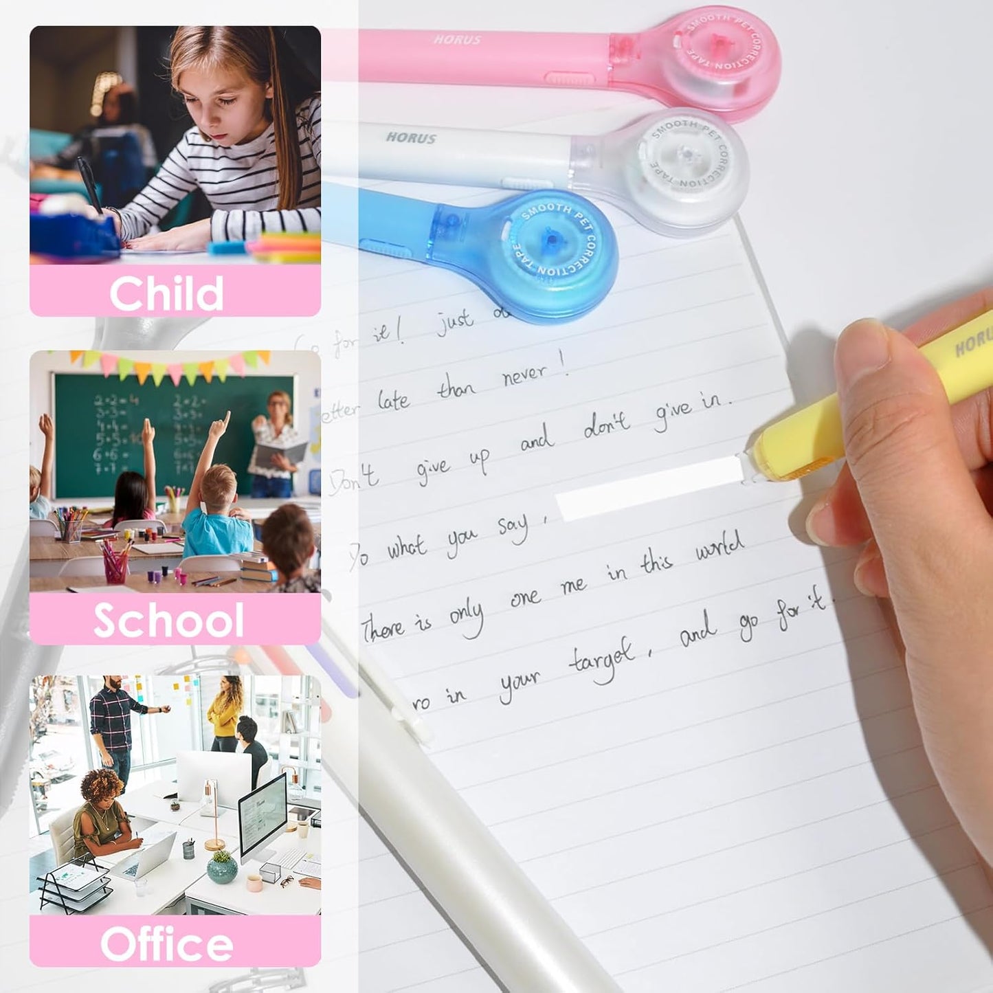 10 Pack Correction Tape Pen, Push Pull Protective, White, 1/5 x 236 Inch