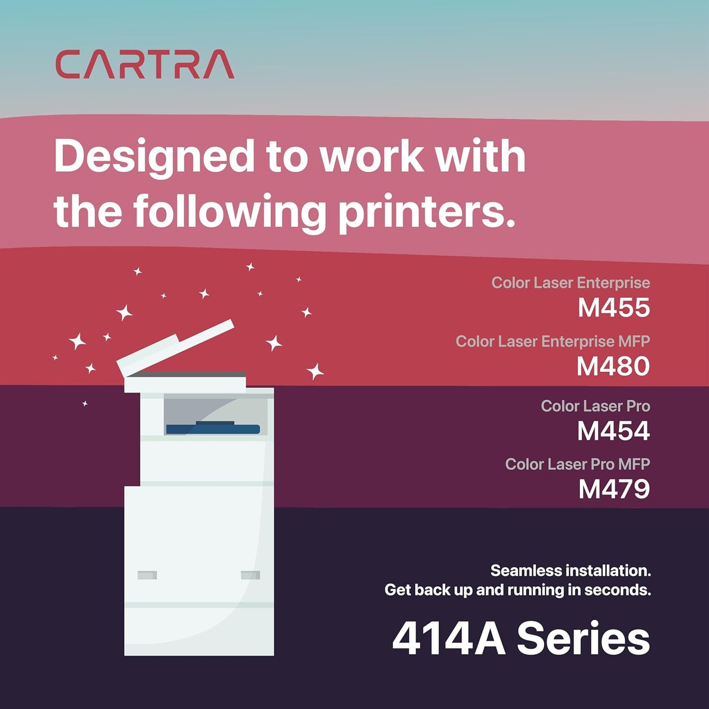 CARTRA 414A Black Toner Cartridge W2020A, Compatible with 414A Toner Cartridges, Works with Color Laser Jet Pro MFP Series Printer