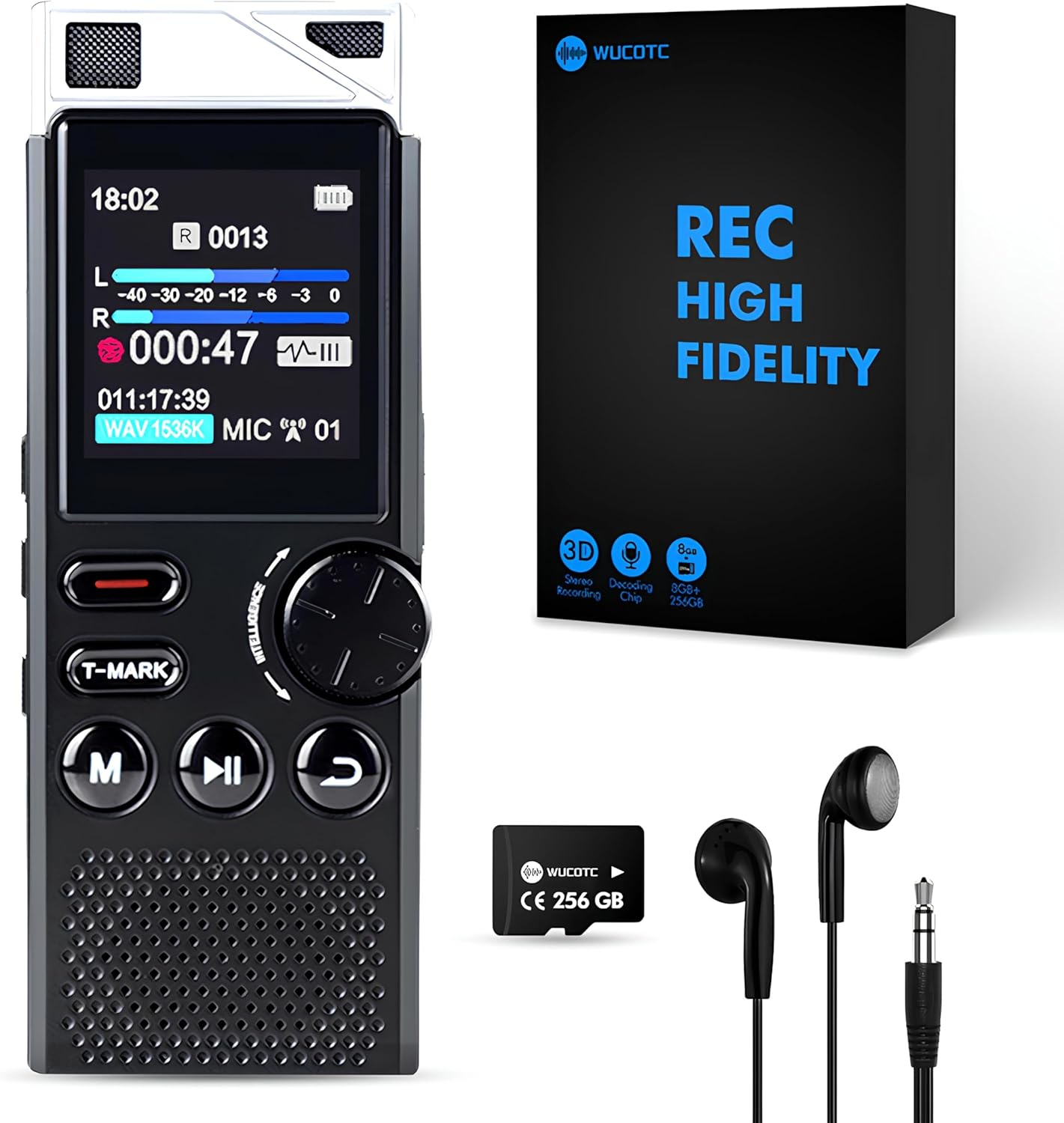 264GB Digital Voice Recorder,Professional Voice Activated Recorder for Lectures Meetings,18000 Hours voice recorder with playback,recording device, MP3 Player, Password Protection,audio recorder,Black