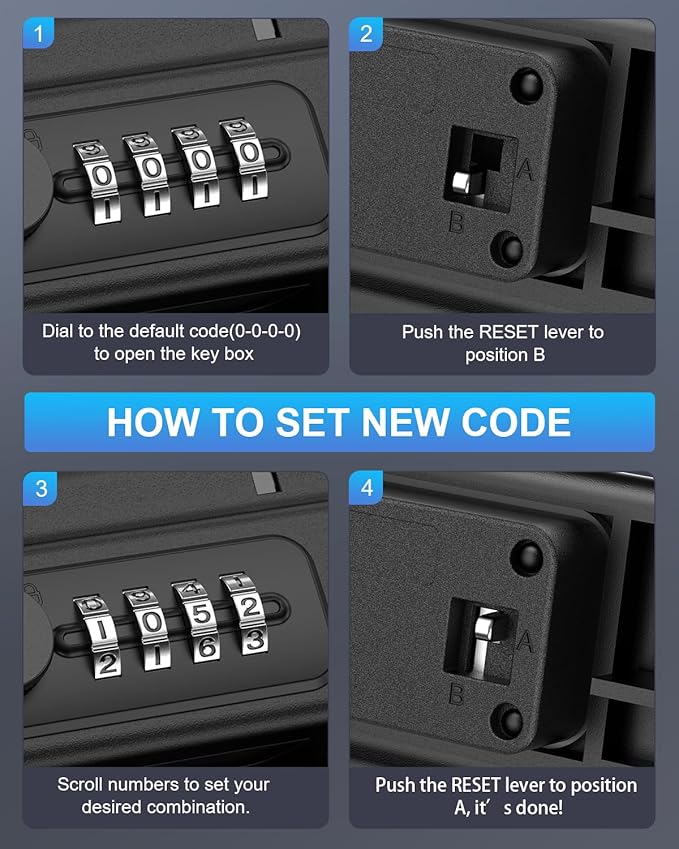 Portable Lock Box, Temracha 4-Digit Combination Lock Box for Travel, Anti-Theft Small Safe Box with Removable Chain, Personal Cash Box for Gym, Hotel, Dorm, Travel