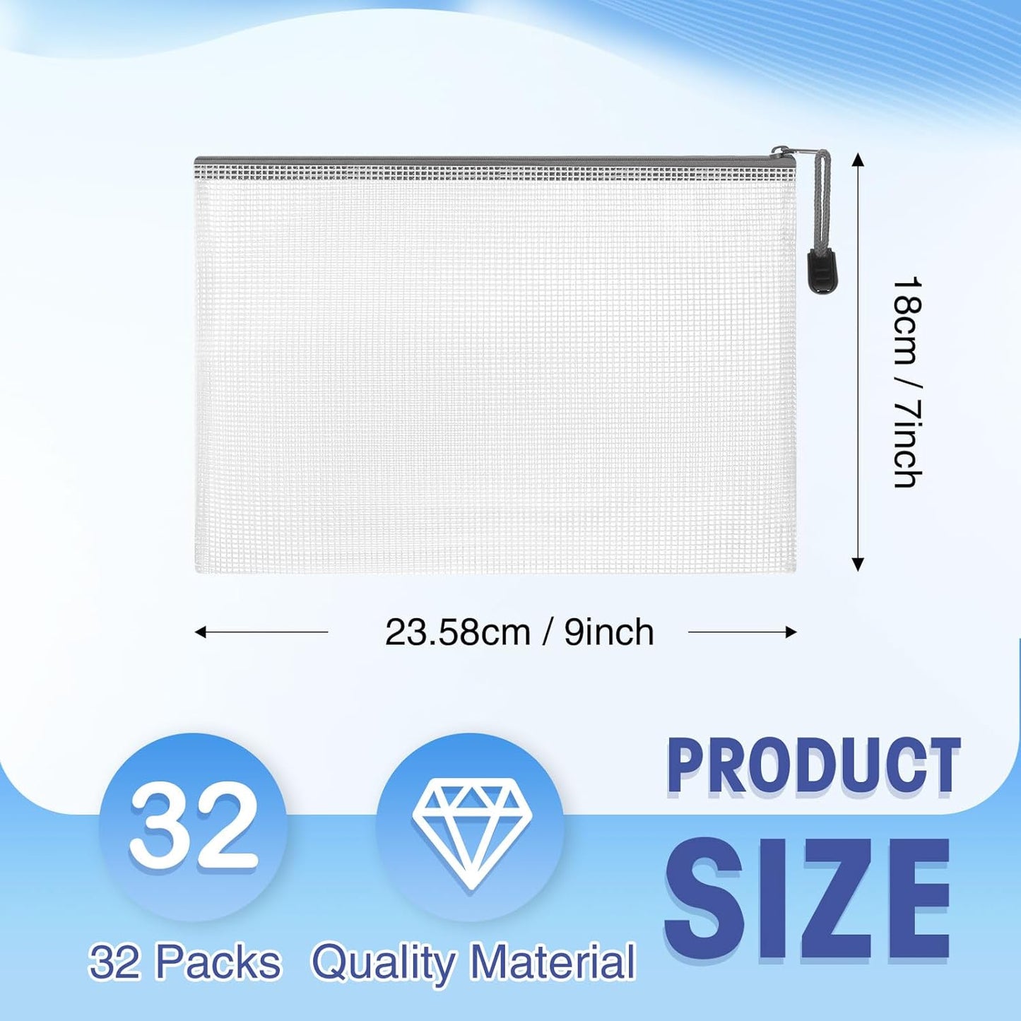 Jetec 32 Pcs Mesh Zipper Bags Toy Storage Bikini Organizer Bag Bolsas Para Guardar Trajes De Baño Waterproof Zipper Reusable Pouch Puzzle Multipurpose for Storage Office(Grey,9 x 7 Inch)