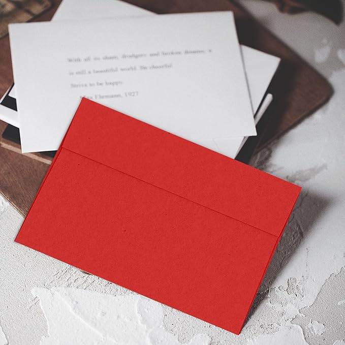 Red 5x7 Envelopes 100 Pack, Goefun A7 Self Seal Printable Invitation Envelopes for 5x7 Cards, Christmas, Birthday, Engagement, Anniversaries, 5.25 x 7.25 in, 120 GSM