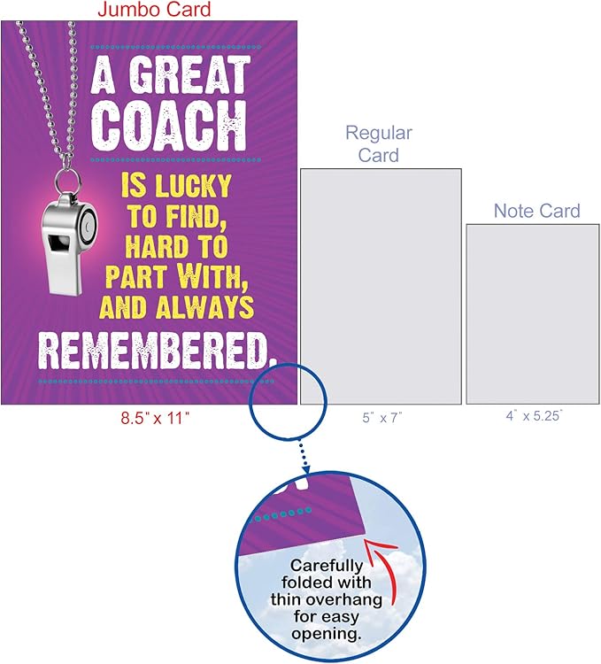 NobleWorks - 1 Jumbo School Coaches Thank You Card From US, Everyone with Envelope (8.5 x 11 Inch) - Team Sports Gratitude, Teacher, and Mentor Notecard - Memorable Coach J3126TYG-US