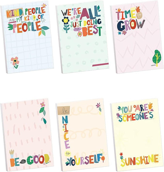 Gotcha Covered Notebooks Multicolor 3" x 4" Repositionable Floral Classroom Sticky Note Set - Six Colorful Encouragement Pads - Made in The USA