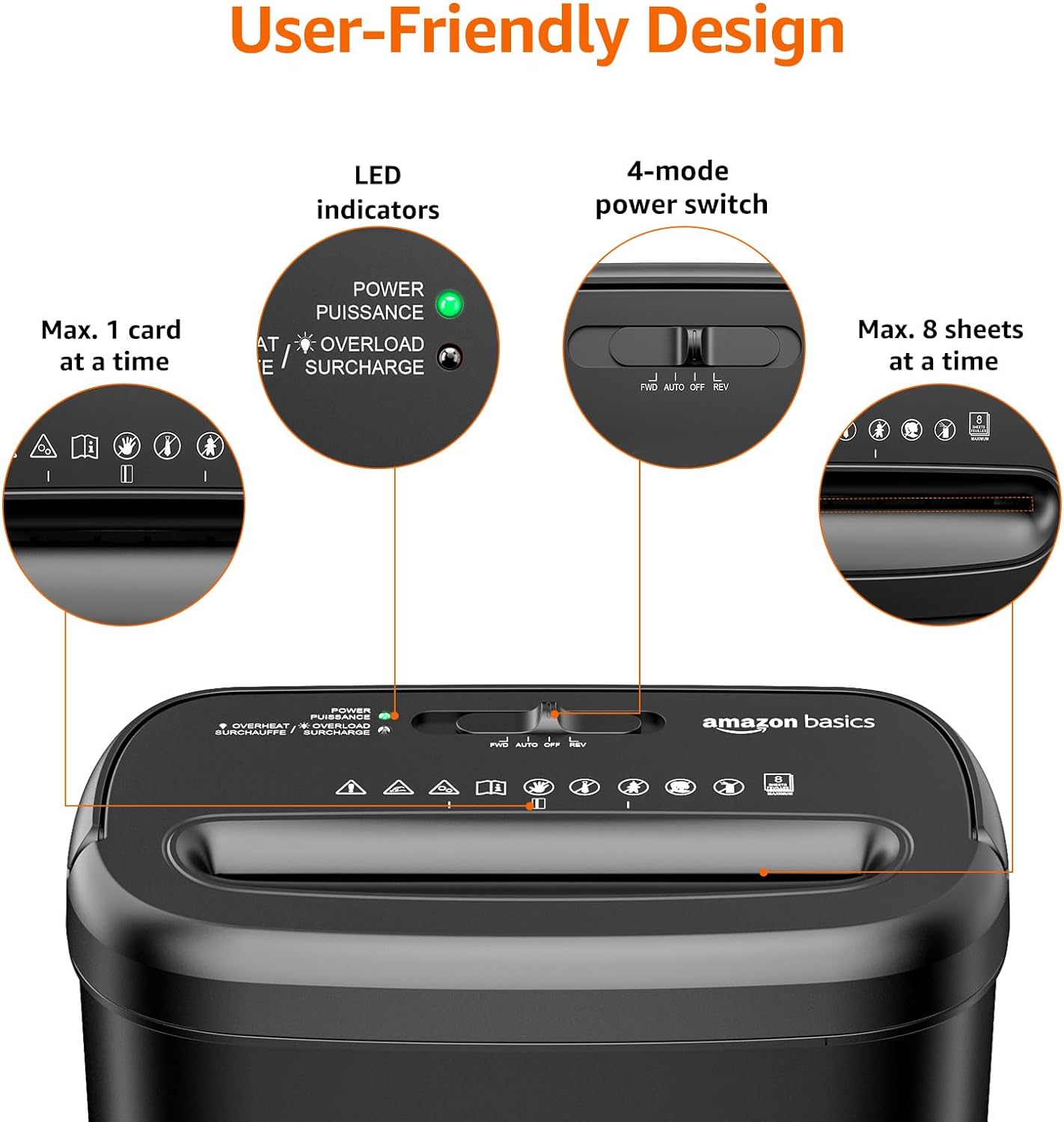 Amazon Basics 8-Sheet Cross Cut Paper Shredder and Credit Card Shredder - Black
