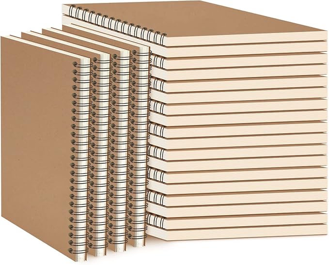Epakh 22 Packs Spiral Notebook Hard Cover Spiral Journal, Wide Ruled Pages, 50 Sheets 100 Pages, Lined Style(Brown,A5)