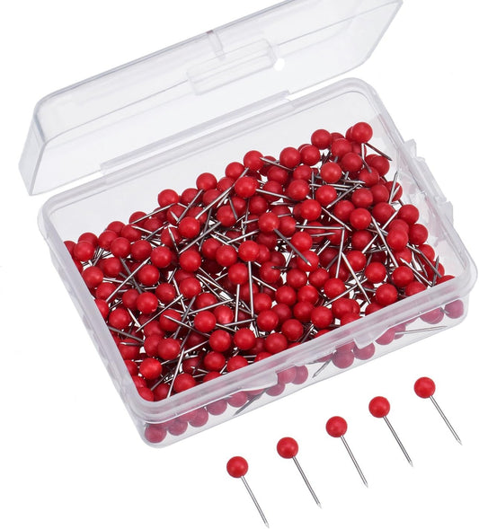 Map Tacks Push Pins Small Size 300 Packs (Red, 1/8 Inch)