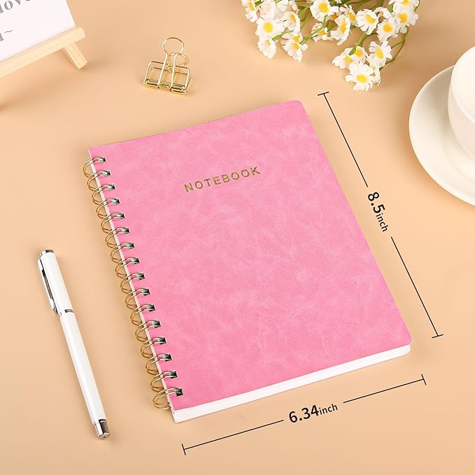 Spiral Notebook College Ruled Soft Cover Suede Aesthetic Note book 160Pages 8.5" x 6.34" For Work Note taking,Journals For Writing School Office With Double-Sided Pocket,100GSM Thick Paper
