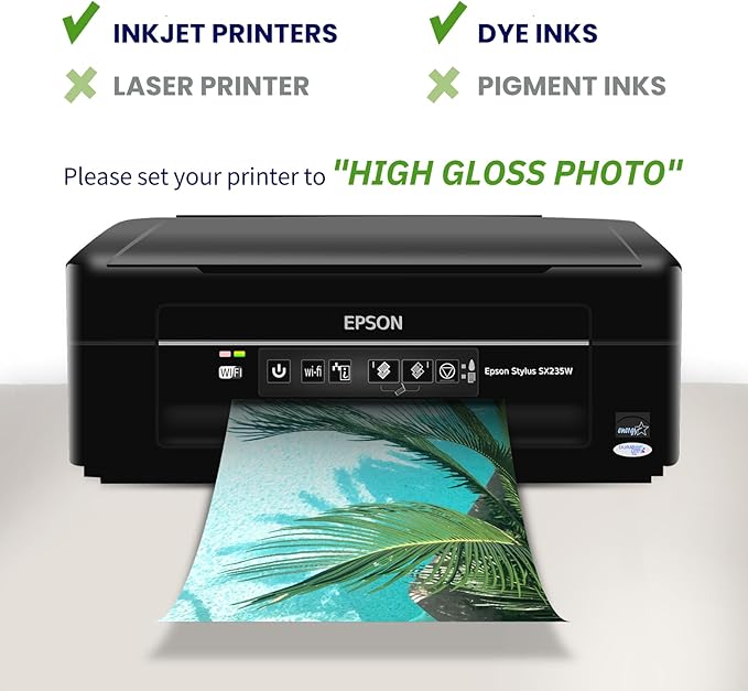 Glossy Photo Paper 8.5x11 Inch, Goefun 200GSM/54LB Inkjet Printer Paper for Dye Ink,100 Sheets
