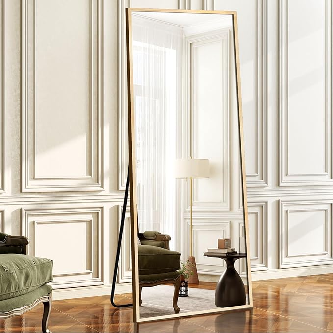 64"x21" Full Length Mirror Rectangle Body Dressing Floor Standing Mirrors for Bedroom & Cloakroom, Gold