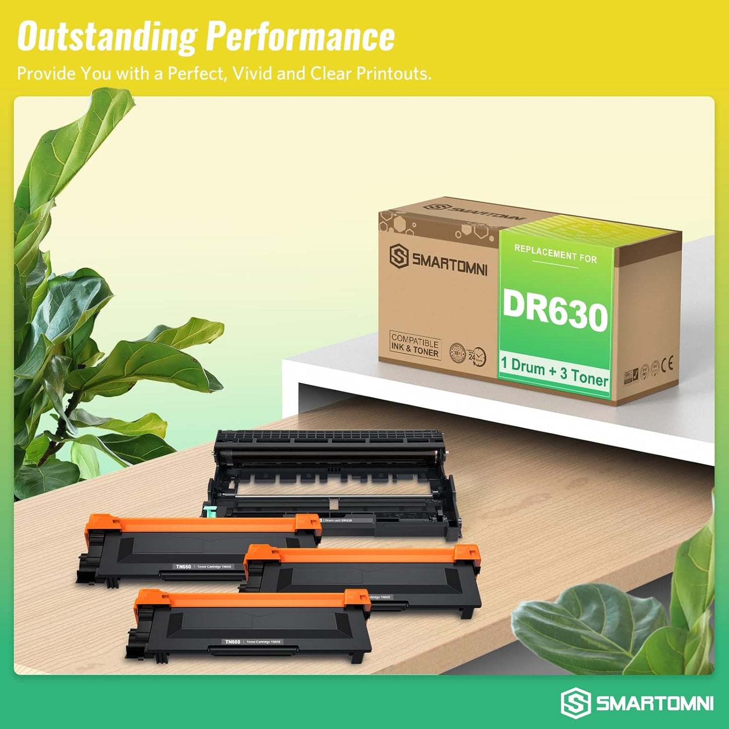 DR630 DR-630 Compatible Toner Cartridge Replacement for Brother TN660 TN630 use for Brother DCP-L2500D L2305W HL-L2300D L2360DN MFC-L2680W L2705DW L2740DW(1 Drum with 3 Toner)