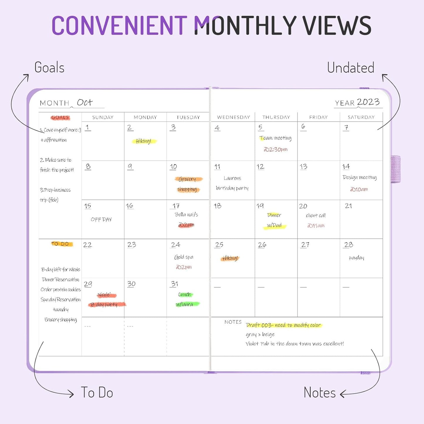 Undated Weekly Planner for 2025, Forvencer Simplified Daily & Weekly & Monthly Calendar Planner, Cute Daily Organizer Notebook, Agenda Journal to Track Goals & Tasks, Start Anytime, A5 Size, Yellow