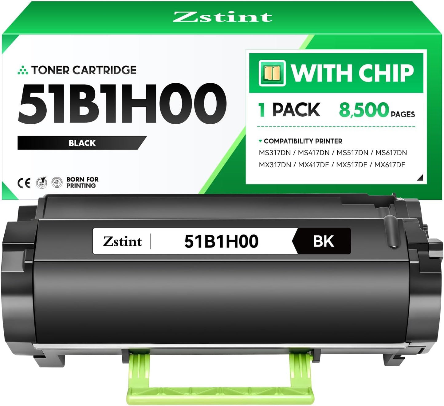 51B1H00 Toner Cartridge（Black with chip High Yield） Replacement for Lexmark 51B1000 51B1H00 Compatible with Lexmark MS317DN MS417DN MS517DN MS617DN MX317DN MX417DE MX517DE MX617DE Laser Printer Ink
