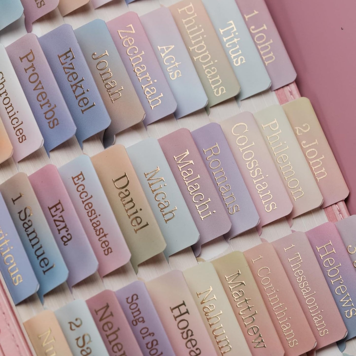 UPAFEXXI-Laminated Bible Tabs with Book Summaries(Gold Foil Embossed Lettering), Bible Tabs for Women and Men, Reposition Large Print Stickers, Easy to Read, 80Chapters Labels for Easy Navigation