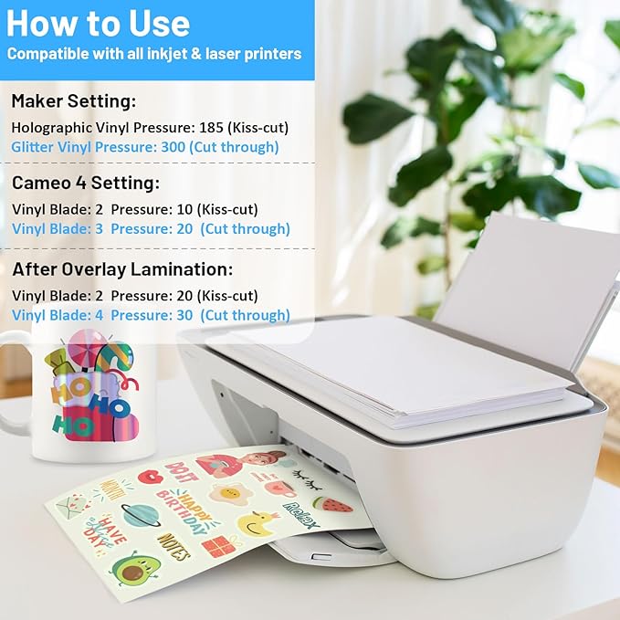 TECKWRAP Printable Vinyl Sticker Paper for Inkjet Printer, Glow in the Dark Vinyl Inkjet Printable Sticker Paper, 8.26" x 11.69" A4 Size for Scrap-booking, Craft Cutters, Home Decor, 14 Sheets/Pack