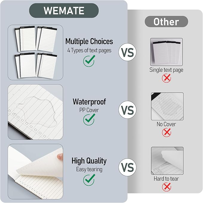 WEMATE 10 Pieces Small Notepad Holder Set Pocket Notebook - Included Mini Pocket Notepad Holder Set with 8 Memo Book Refills and Metal Pen for Meetings, Daily Records, and Notes 3 x 5 Inch (Blue)