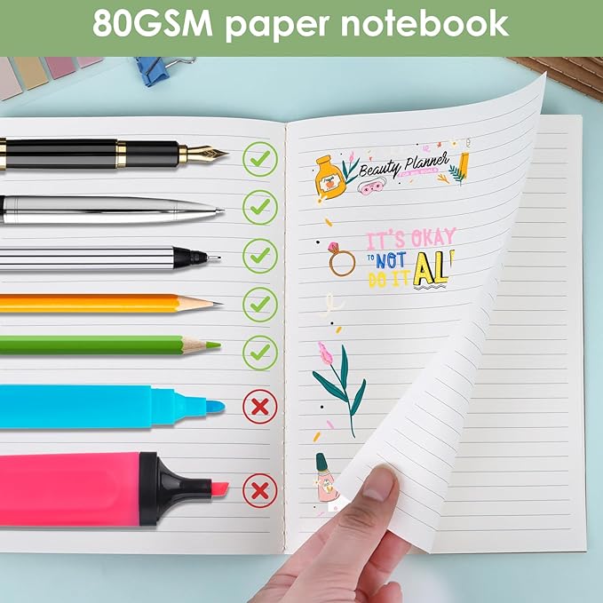 LABUK 100 Pack Lined Kraft Notebooks, A5 Journals Bulk, 8.3x5.5 Notebook Bulk for Traveler Journal, Students Gift School Office Supplies (30 Sheets/60 Pages)