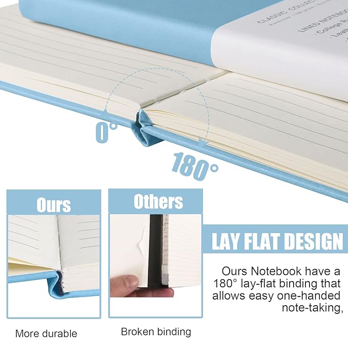 Lined Journal Notebook, (sky blue), 160 Pages, Medium 5.7 inches x 8 inches - 100 gsm Thick Paper, Hardcover