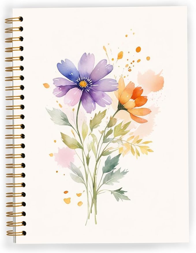 Vintage Wild Flower Botanical Plant Notebook 03,Rustic Spring Floral Cottagecore Notebook Journal for Work Office School Student Teacher,Hardcover Spiral Notebook 5.5x8.5