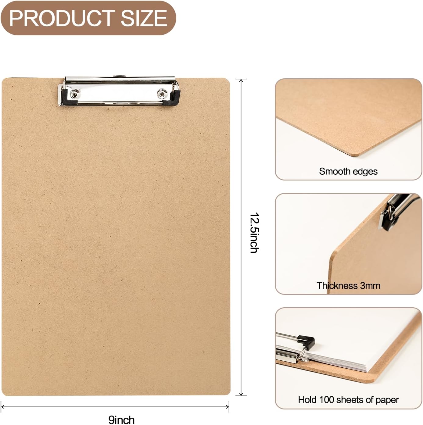 Clipboards, 12 Pack Clipboards for Classroom, A4 Standard Size 12.5 x 9 Inch with Low Profile Clip