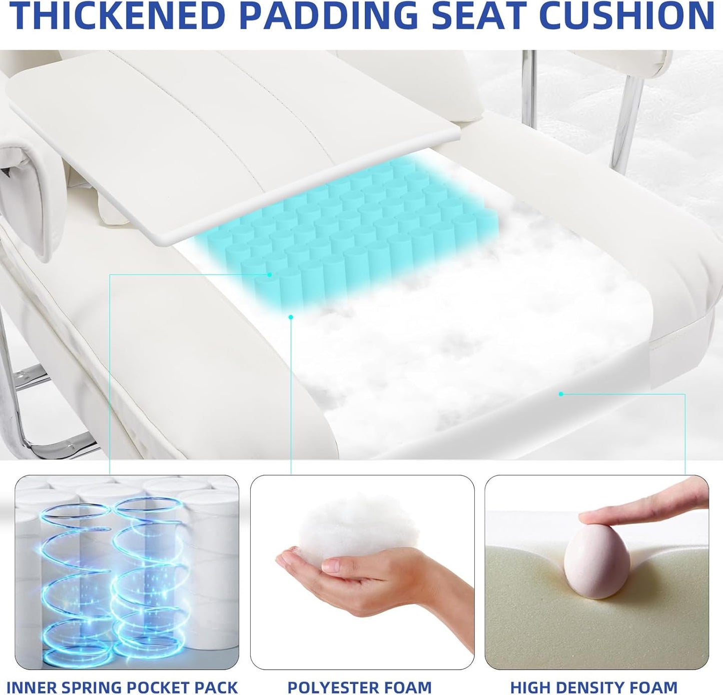 Big and Tall Office Chair 500lbs Wide Seat Executive Office Desk Chair High-Back Office Task Chair with,Ergonomic Lumbar Support Computer Office Chairs for Heavy People(White)