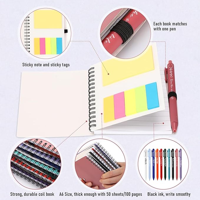 Jetec 20 Sets 2025 Nurse Appreciation Gift Thank You Gifts for Medical Nursing Assistants Inspirational Spiral Notebook Journal with Sticky Note Notepad Ballpoint Pen Bulk for Nurse Coworker Doctor