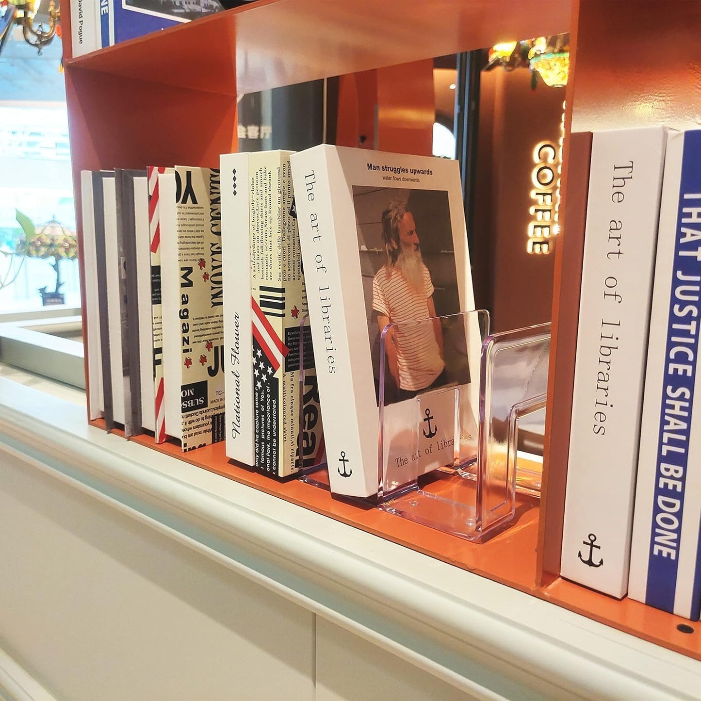 LUGUNU Clear Acrylic Purse Organizer - 4-Section Divider for Handbag Closet Storage - Durable Rack for Purses, Clutches More (Set of 2)