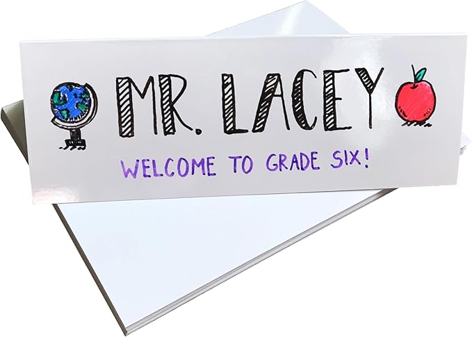 Apostrophe Games Dry Erase Name Tent Table Cards 8.5"" x 3"" (100 Pack) Reusable Name Cards, Classroom Name Tags, Wedding Guest Name Tents