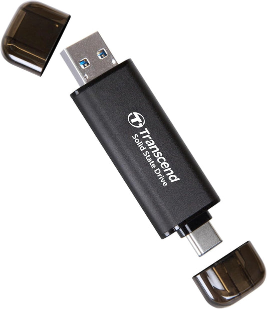 Transcend 512GB External SSD, Up to 1,050MB/s, Dual USB Flash Drive for iPhone&iPad&Mac, Windows&Android, Tablet&PC, Smart TV, USB 3.2 Gen 2 Thumb Drive Photo Stick, 2-in-1 Type C &Type A Memory Stick