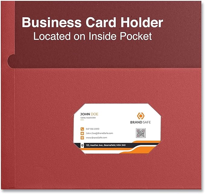 Universal UNV56611 11 in. x 8.5 in. Embossed Leather Grain Paper 2-Pocket Portfolio - Red (25/Box)