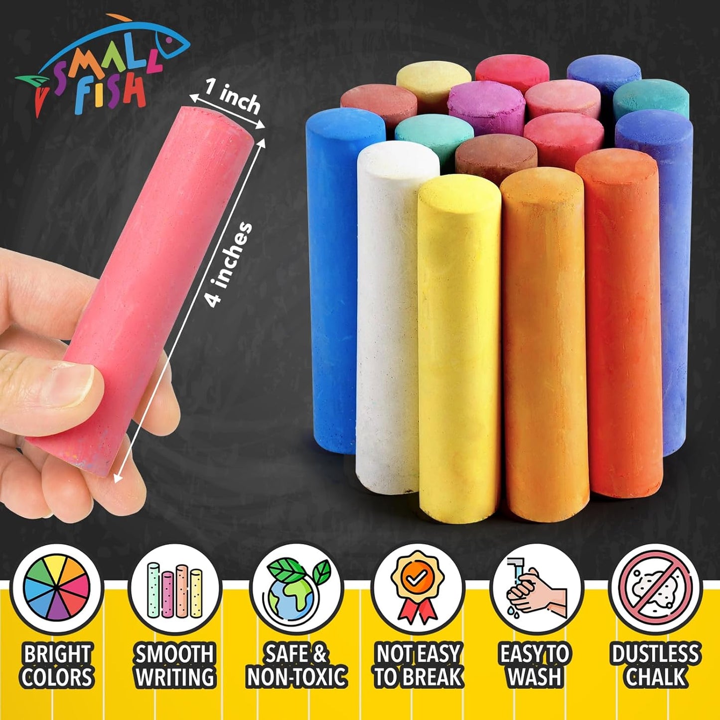 280PCS Sidewalk Chalks in 24 Colors: Washable Jumbo Chalk Set for Kids Toddlers, Non-Toxic Dustless Colored Chalk Bulk for Outdoor Art, Party Favors, Painting on Chalkboard Blackboard Playground