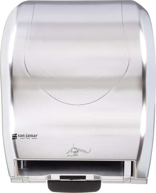 San Jamar Summit Paper Towel Dispenser Hybrid Dispenser for Bathroom, Kitchens, and Restaurants, Plastic, 10.25 x 16.75 x 13.25 Inches, Silver