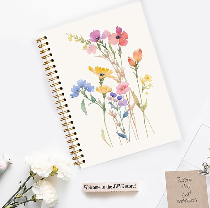 Vintage Wild Flower Botanical Plant Notebook 06,Rustic Spring Floral Cottagecore Notebook Journal for Work Office School Student Teacher,Hardcover Spiral Notebook 5.5x8.8