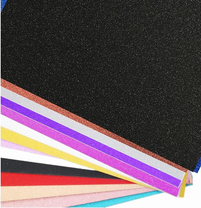 Baisunt 20 Sheets Black Glitter Cardstock Paper for DIY Art Project, Scrapbook, Birthday Wedding Party Decoration 250GSM(8x12 In, Non Adhesive)