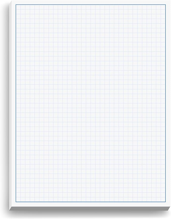 Graph Paper Pad for Blueprint Drawings, Drafting, Engineering Drawing, and Planning - Graph Paper 8.5x11 Blueprint Quadrille Grid Paper Pads with Blue Lines, High Brightness 50 Sheets (1-Pack)