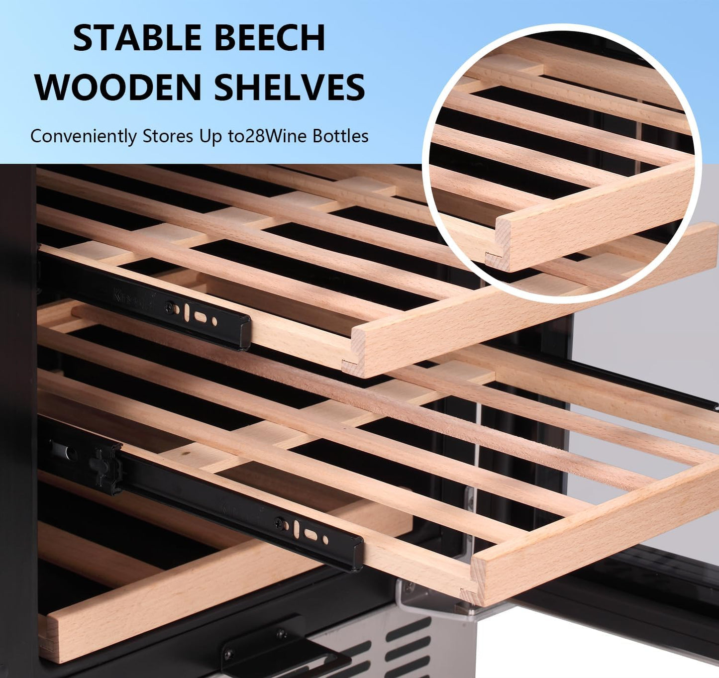 Antarctic Star Wine Fridge,15 Inch Wine Cooler Refrigerator Under Counter(41-68°F),28 Bottles Built-in Dual Zone &Freestanding Wine Refrigerator with Stainless Steel & Double-Layer Tempered Glass Door