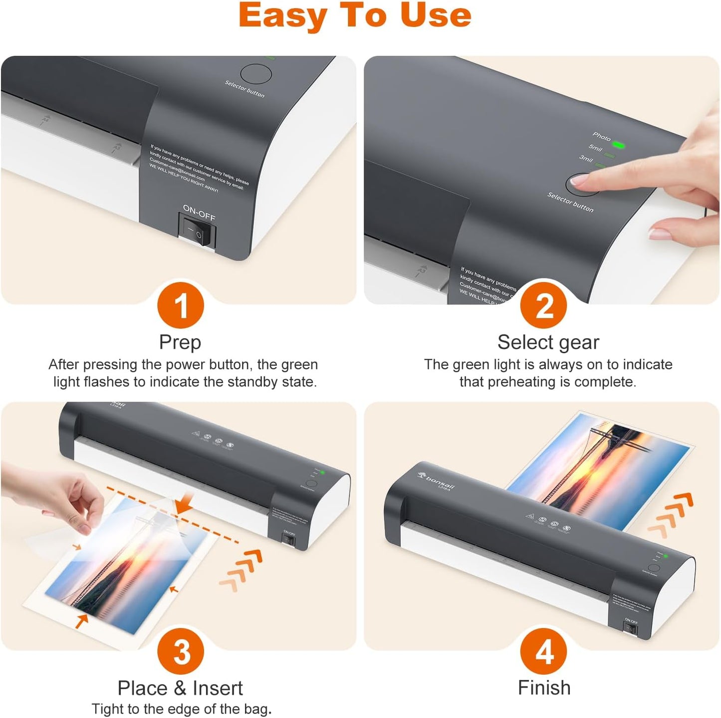 Bonsaii 13 Inch Laminator Machine with Never Jam Technology, Laminator Machine 11x17 Inch with Laminating Sheets, Laminating Machine for Home, Office, and Classroom Organization Supplies - L318-A