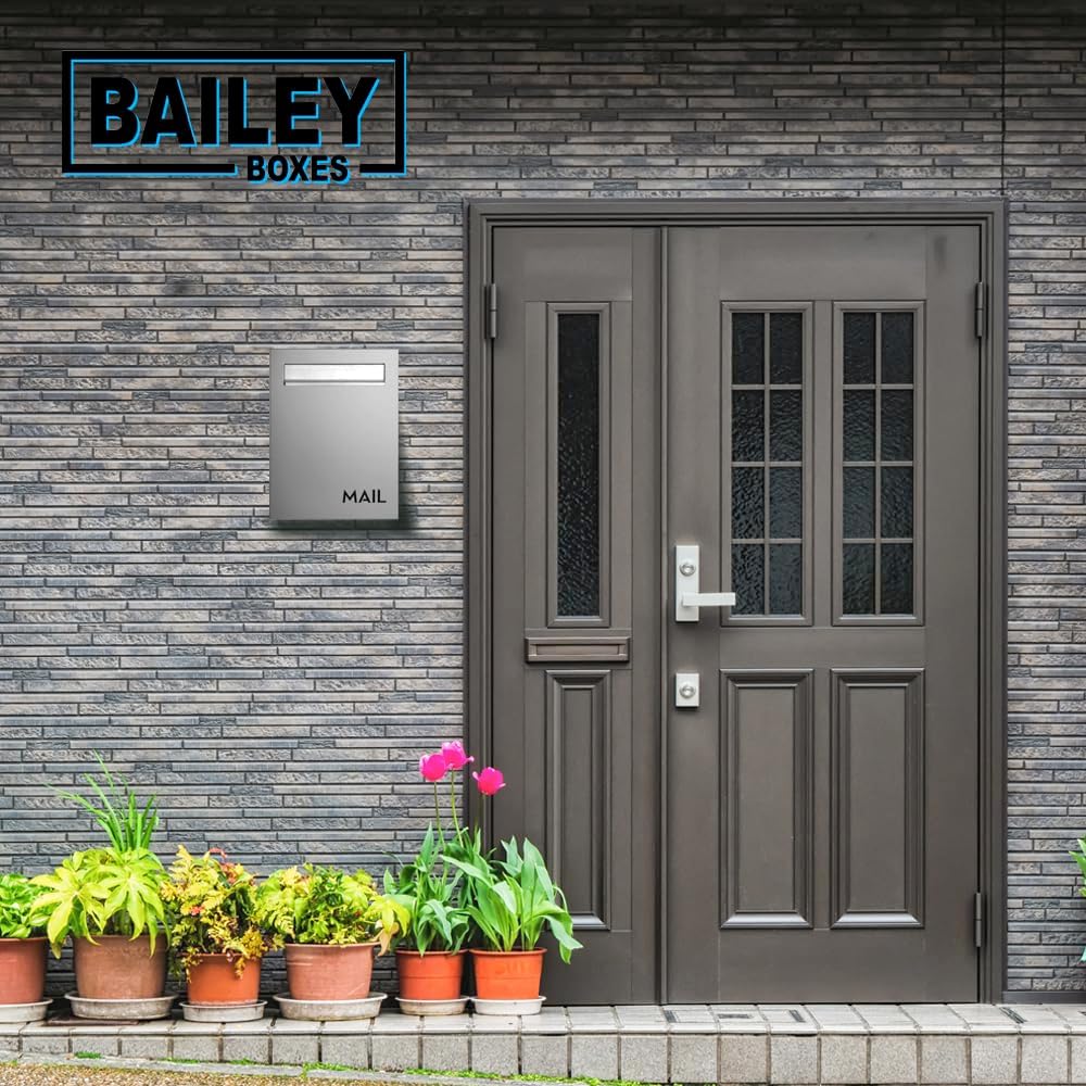 Wall-Mounted Modern Locking Mailbox from Bailey Boxes: Enhance Your Home with The Franklin - 15.75" H x 11.75" W x 7.5" D. Elevate Your Space with This Stylish and Secure Addition.