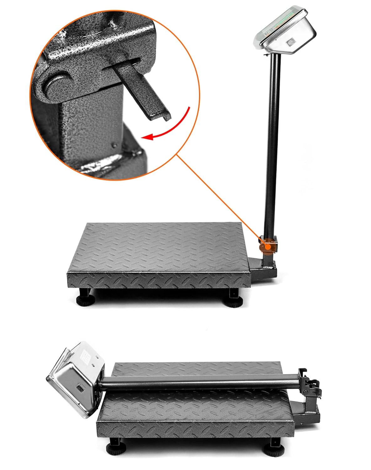 QWORK Foldable 600LB Weight Computing Postal Scale, Floor Platform Digital Scale, Accurate Warehouse Large Shipping Mailing LB/KG Calculator