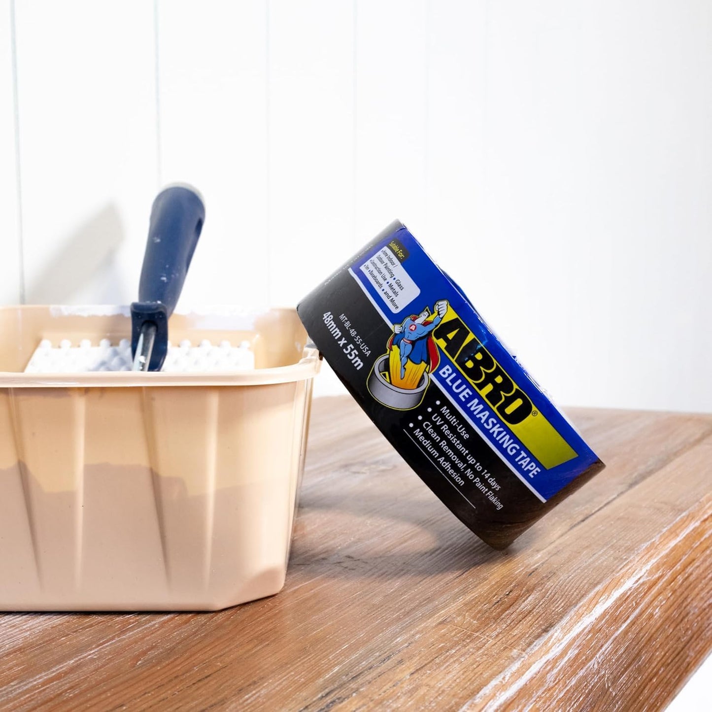 ABRO 24 Pack Blue Painters Tape 2 Inch Wide, 48mm x 55M, All Purpose Blue Tape Temporary Labeling, Easy Tear, Clean Removal, Masking Tape