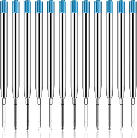 12 Pieces Pen Refills Blue Ink 1.0mm Medium Point Metal Ballpoint Refill Smooth Writing Pen Refills Replacement Refills for Retractable Ballpoint Pen School Office Supplies (Blue)