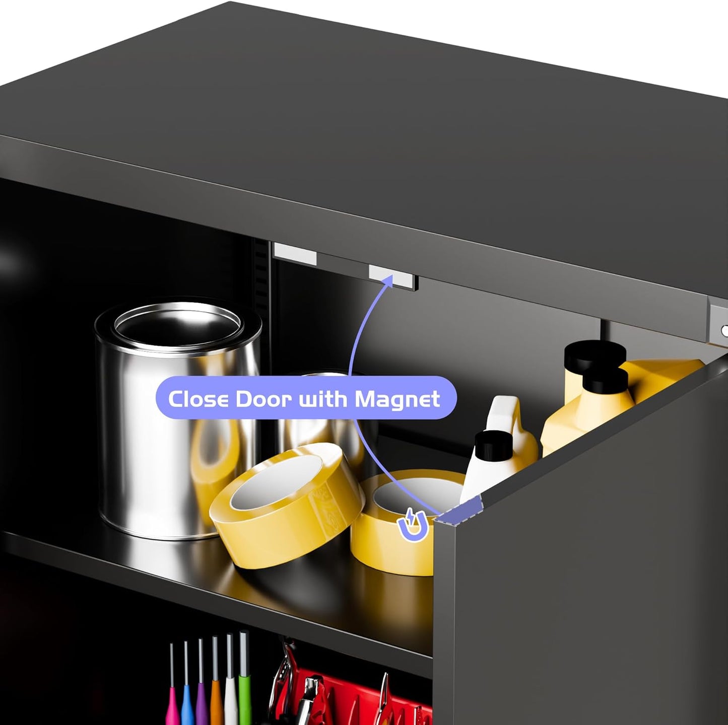 Aobabo Upgraded 72" H Garage Storage Cabinets with Wheels,Metal Storage Cabinets with Door Pegboard for Garage Home Office Storage,Assembly Required, Black